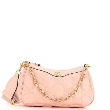 GUCCI Zip Shoulder Bag GG Embossed Matelasse Leather Mini