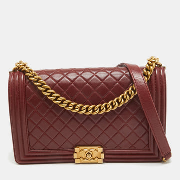 Red Quilted Leather New Medium Boy Bag