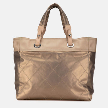 Gold Nylon Large Paris Biarritz Tote Bag