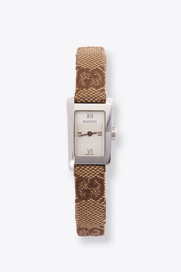 Vintage Gucci Silver Plated Watch with Logo Strap