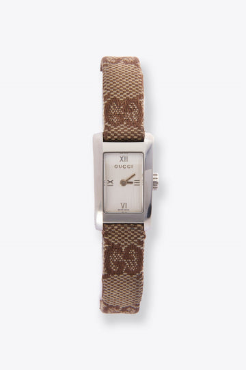 Vintage Gucci Silver Plated Watch with Logo Strap