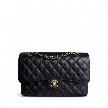 Chanel Classic Flap Medium - Caviar 25CM Quilted Black Gold Hardware Series 27