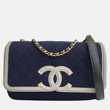 Navy/White Jersey Small Filigree Shoulder Bag