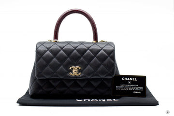 Chanel AB Coco Handle Black/burgundy Caviar Small Shoulder Bags Pbhw