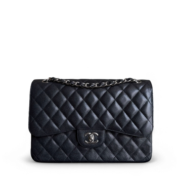 Chanel Classic Flap Jumbo - Caviar 30CM Quilted Black Silver Hardware Series 19