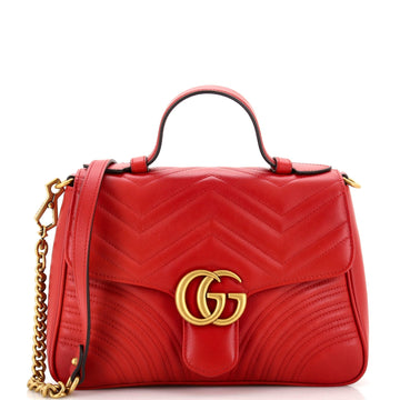 EC Marmont Top Handle Flap Bag Matelasse Leather Small