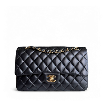 Chanel Classic Flap Medium - 25CM Quilted Lambskin Black Gold Hardware Series 27