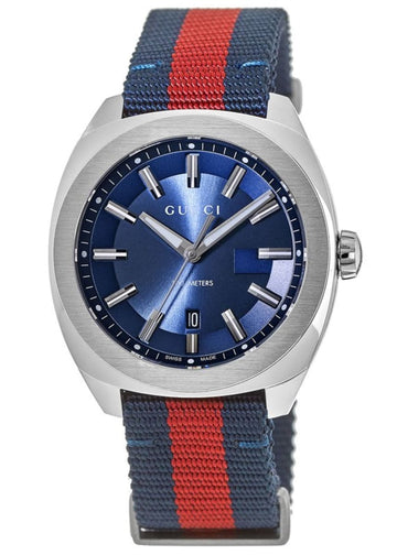 Gucci EC2570 Blue Dial Blue/Red Nylon Strap Men's Watch YA142304
