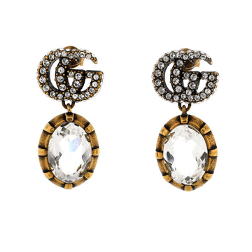 Double G Round Drop Earrings Metal with Crystals
