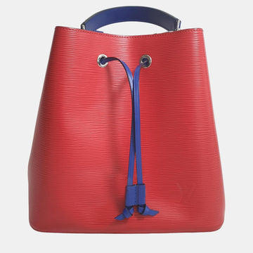 Blue/Red Epi Leather Neonoe Bucket Bag