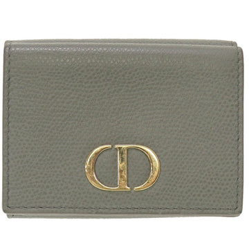 Christian Dior Tri-fold wallet leather gray Compact wallet Women Used