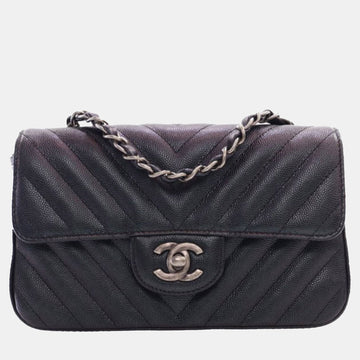 Mini Rectangular Chevron Caviar Single Flap