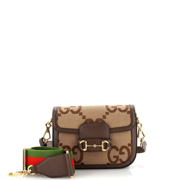 GUCCI Horsebit 1955 Shoulder Bag Jumbo GG Canvas Mini