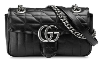 Gucci EC Marmont Mini Black Leather Women's Shoulder Bag 446744 UM8AN 1000