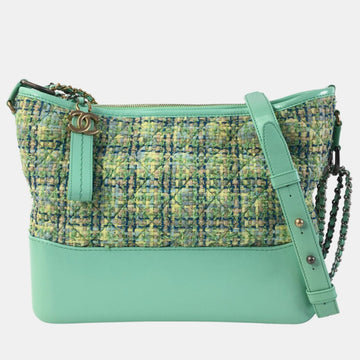 Green Tweed and Leather Medium Gabrielle Shoulder Bags