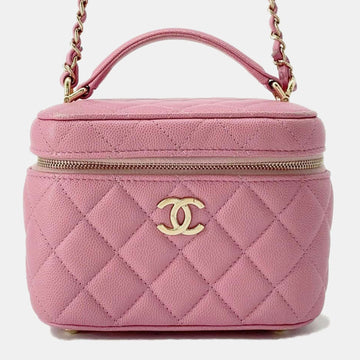 Pink Caviar Leather Vanity Case Shoulder Bag