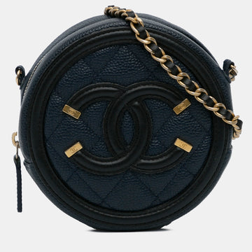 CC Filigree Caviar Round Crossbody Bag