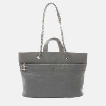 Grey Caviar Skin Matelasse Tote Bag