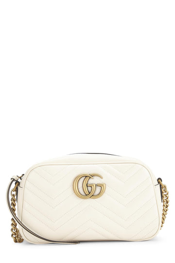 Gucci, White Leather CS Marmont Crossbody Small, White