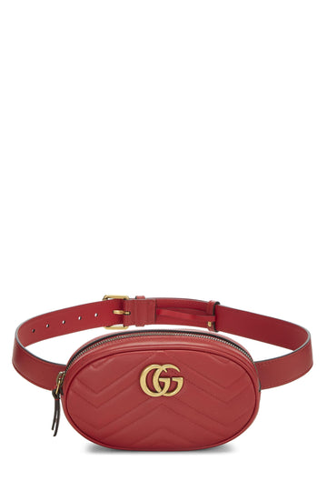 Gucci, Red Chevron Leather CS Marmont Belt Bag, Red