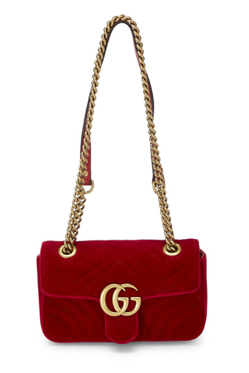 Gucci, Red Velvet CS Marmont Shoulder Bag Mini, Red