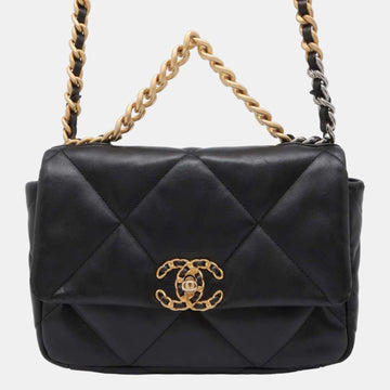 Black Leather 19 Shoulder Bag