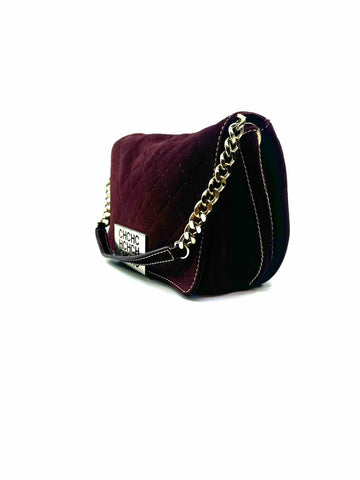 CAROLINA HERRERA Burgundy Suede Handbag