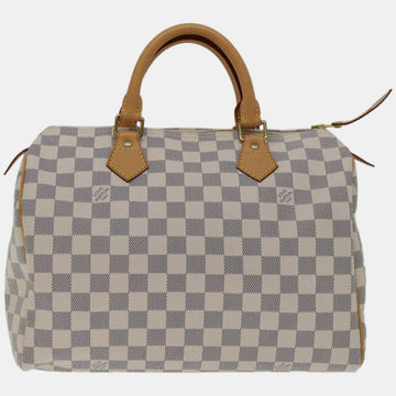 White Damier Azur Canvas Speedy 30 Satchel
