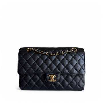 Chanel Classic Flap Medium - Caviar 25CM Quilted Black Gold Hardware Series 15