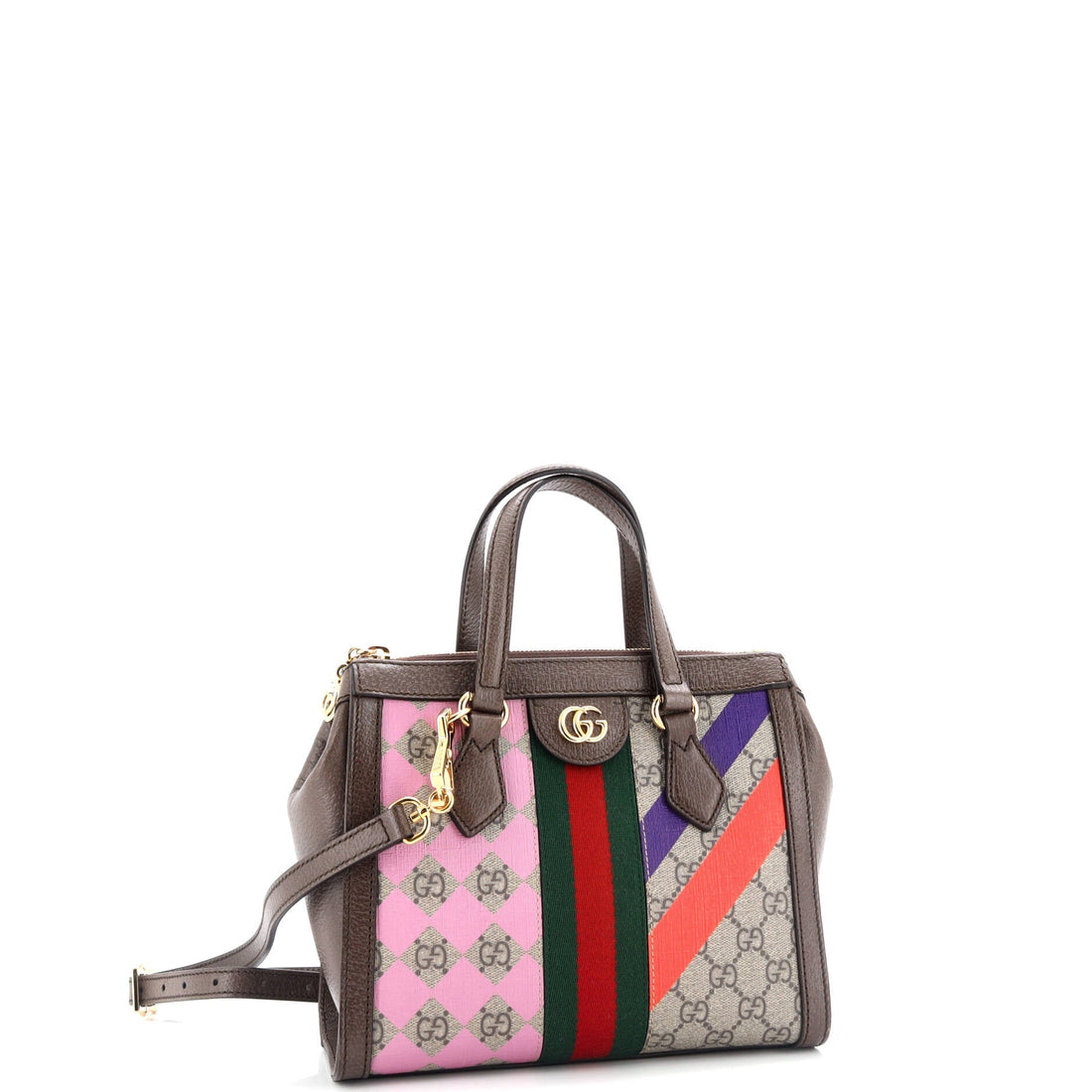 Ophidia Top Handle Tote Geometric EC Coated Canvas Small