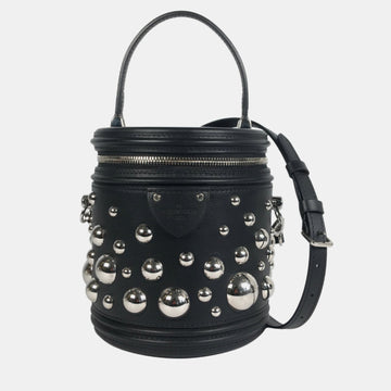 Black Calfskin Leather Yayoi Kusama Cannes Top Handle Bag