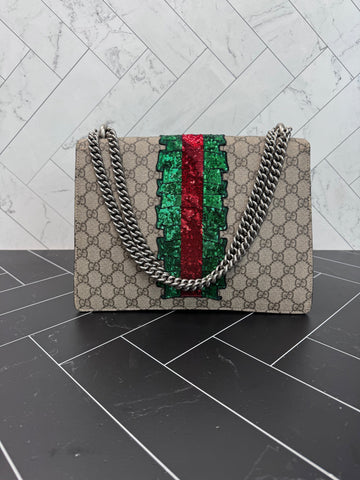 LIKE NEW Gucci CS Supreme Embroidered Sequin Medium Dionysus Shoulder Bag