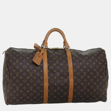 Brown Canvas Keepall 60 travel bag