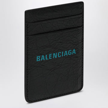 Balenciaga Black Vertical Card Holder With Logo Print Men