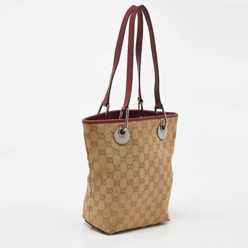 Gucci /red EC Canvas And Leather Open Tote