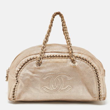 Gold Leather Large Luxe Ligne Bowler Bag