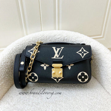 LV Pochette Metis East West in Black and Creme Giant Monogram Empreinte Leather and GHW