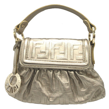FENDI Pouch 8BK042 leather gold Mini Bag Shoulder Pouch Zucca Pattern Women Used