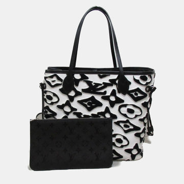 X UF  Black/White Tufted Monogram Neverfull MM Tote Bag