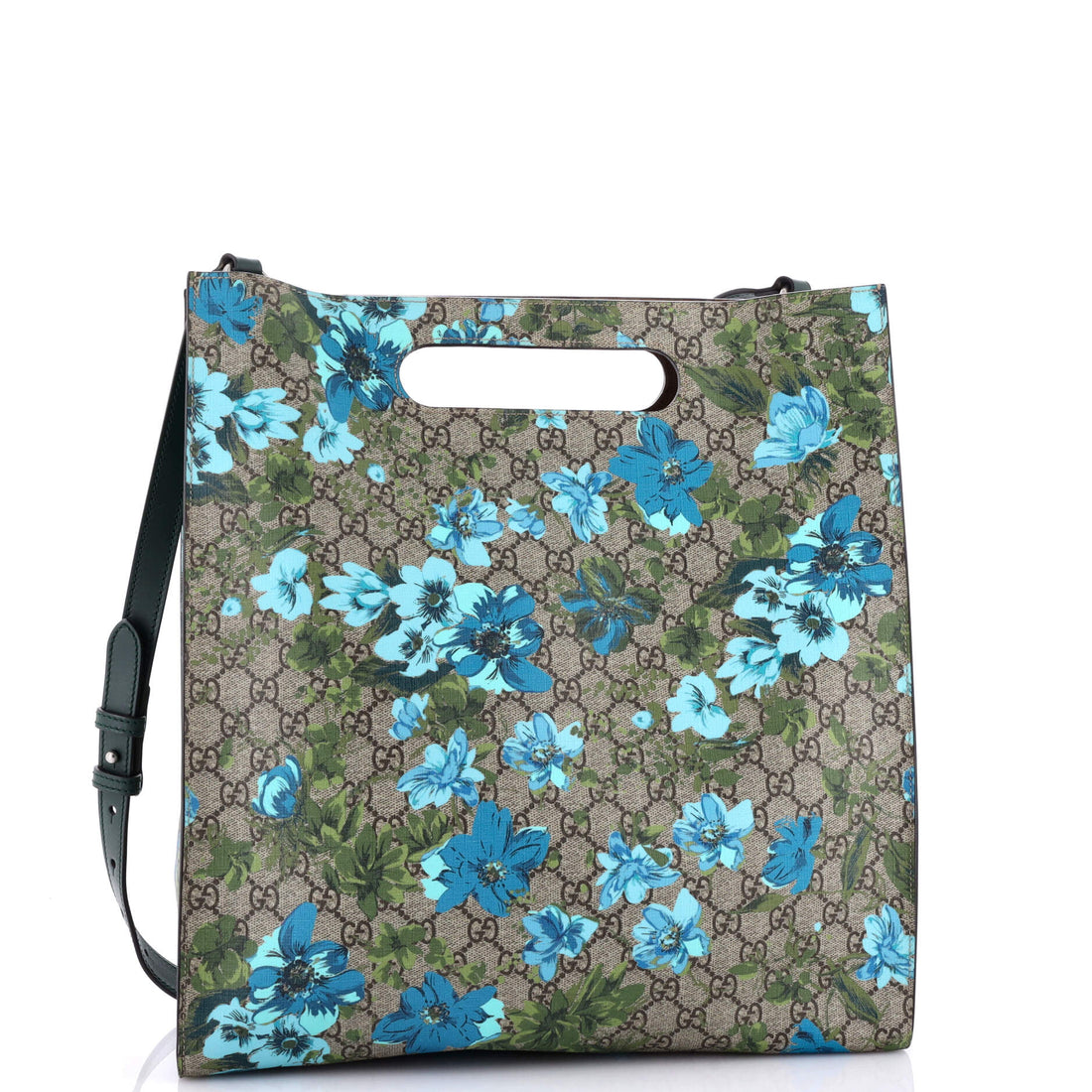 Cut Out Handle Convertible Tote Blooms Print EC Coated Canvas and Leather