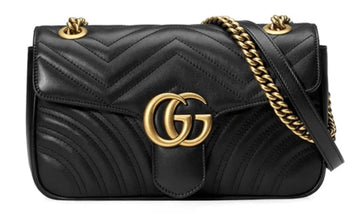 Gucci EC Marmont Small Black Leather Women's Shoulder Bag 443497 DTDIT 1000
