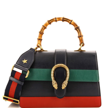 GUCCI Dionysus Bamboo Top Handle Bag Colorblock Leather Medium