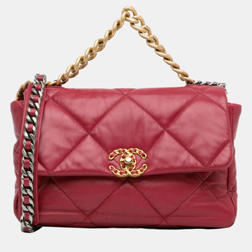 Red Large Lambskin 19 Flap