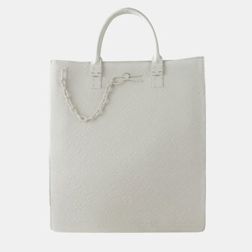 White Monogram Taurillon Leather Sac Plat Tote Bag