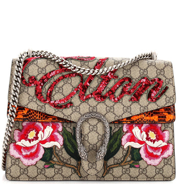 Dionysus Bag Embroidered EC Coated Canvas with Python Medium