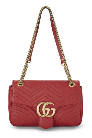 Gucci, Red Leather CS Marmont Matelassé Shoulder Bag, Red
