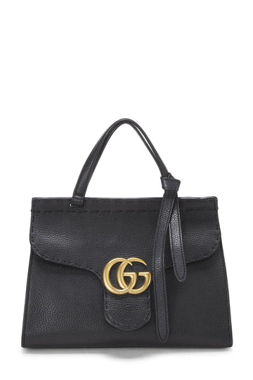 Gucci, Black Leather CS Marmont Top Handle Bag Mini, Black