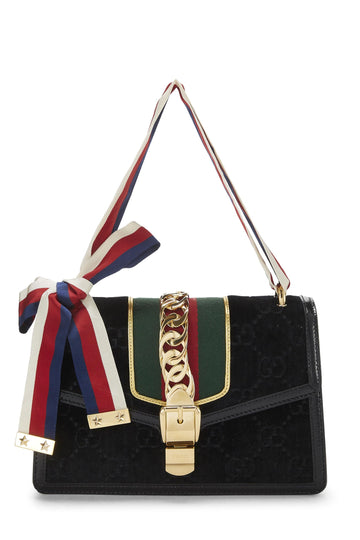 Gucci, Black CS Velvet Sylvie Shoulder Bag, Black