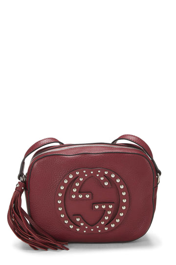 Gucci, Burgundy Grained Leather Studded Soho Disco, Burgundy