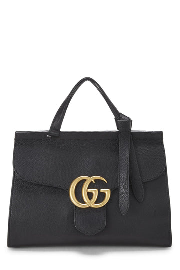 Gucci, Black Leather CS Marmont Top Handle Flap Bag Small, Black